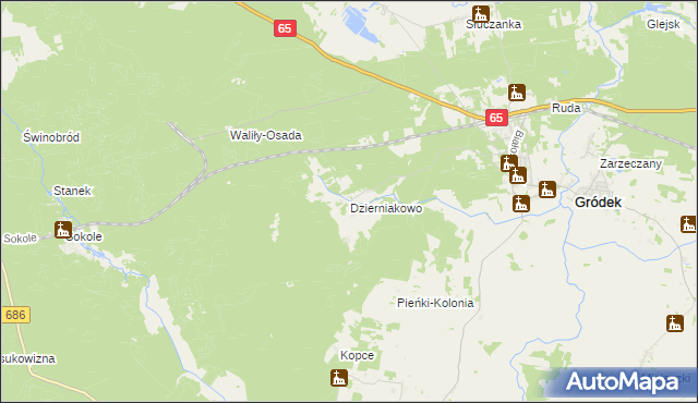 mapa Dzierniakowo, Dzierniakowo na mapie Targeo