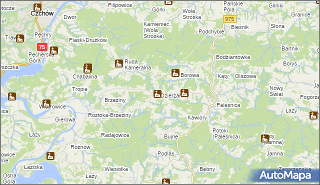 mapa Dzierżaniny, Dzierżaniny na mapie Targeo