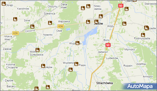 mapa Dzierżanów gmina Jadów, Dzierżanów gmina Jadów na mapie Targeo