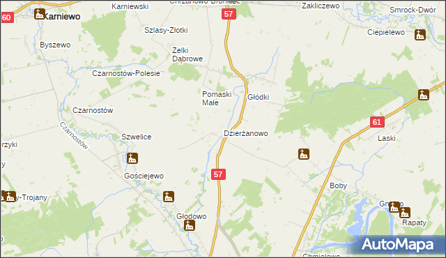 mapa Dzierżanowo gmina Szelków, Dzierżanowo gmina Szelków na mapie Targeo