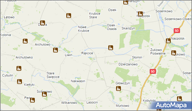 mapa Dzierżanowo-Osada, Dzierżanowo-Osada na mapie Targeo