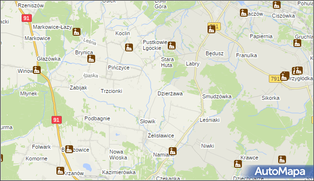 mapa Dzierżawa, Dzierżawa na mapie Targeo