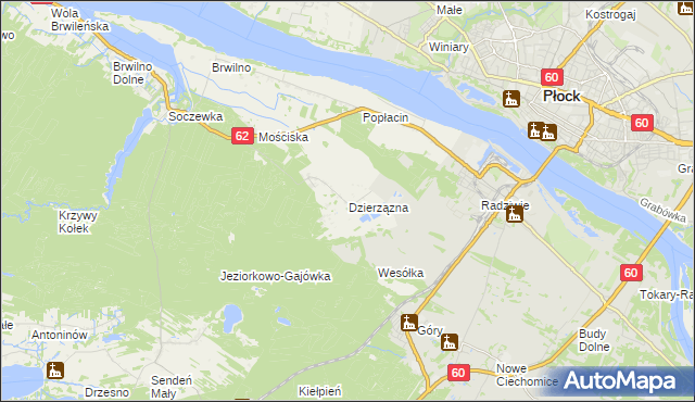 mapa Dzierzązna gmina Nowy Duninów, Dzierzązna gmina Nowy Duninów na mapie Targeo