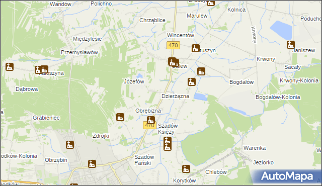 mapa Dzierżązna gmina Turek, Dzierżązna gmina Turek na mapie Targeo