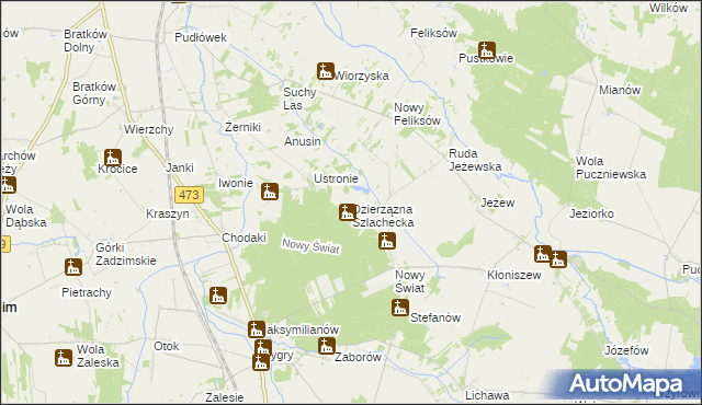 mapa Dzierzązna Szlachecka, Dzierzązna Szlachecka na mapie Targeo