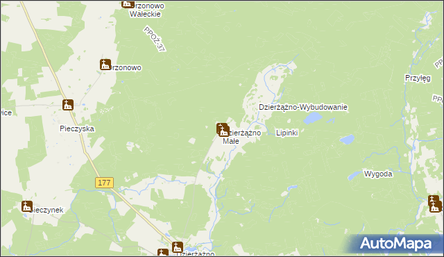 mapa Dzierżążno Małe, Dzierżążno Małe na mapie Targeo