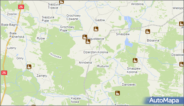 mapa Dzierzbin, Dzierzbin na mapie Targeo