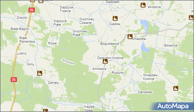 mapa Dzierzbin-Kolonia, Dzierzbin-Kolonia na mapie Targeo