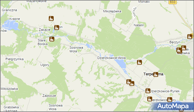 mapa Dzierzkowice-Wola, Dzierzkowice-Wola na mapie Targeo