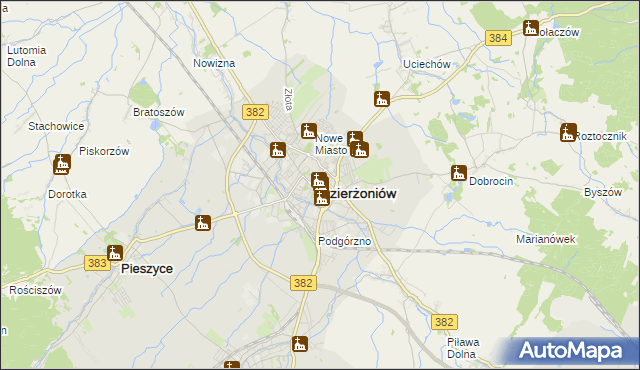 mapa Dzierżoniów, Dzierżoniów na mapie Targeo