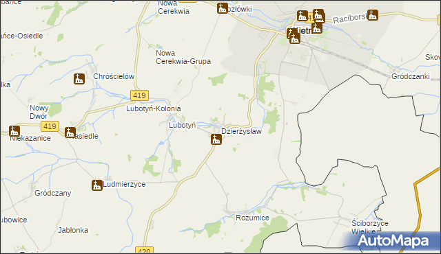 mapa Dzierżysław gmina Kietrz, Dzierżysław gmina Kietrz na mapie Targeo