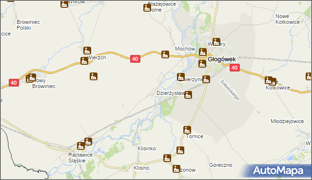 mapa Dzierżysławice, Dzierżysławice na mapie Targeo
