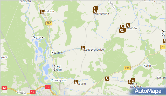 mapa Dzietrzychowice, Dzietrzychowice na mapie Targeo