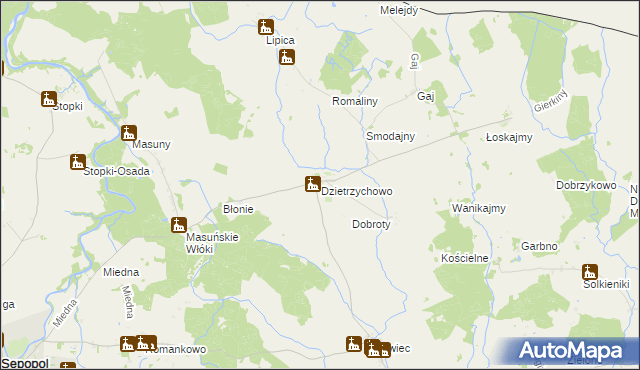 mapa Dzietrzychowo, Dzietrzychowo na mapie Targeo