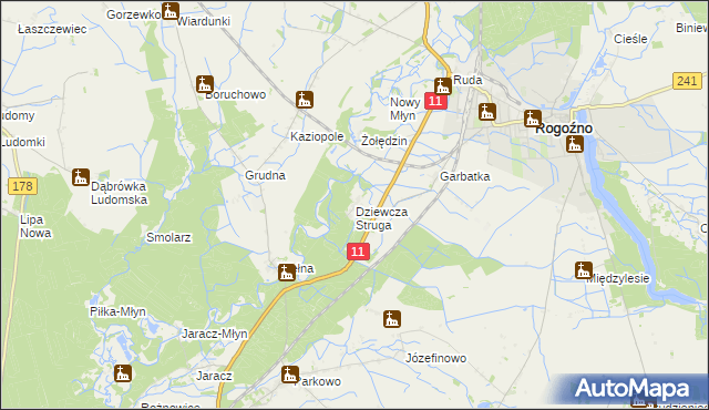 mapa Dziewcza Struga, Dziewcza Struga na mapie Targeo