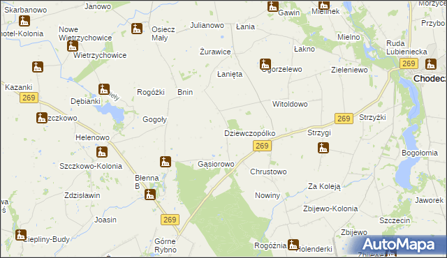 mapa Dziewczopólko, Dziewczopólko na mapie Targeo