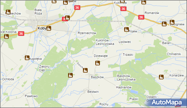 mapa Dziewiąte, Dziewiąte na mapie Targeo