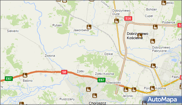 mapa Dzikie-Kolonia, Dzikie-Kolonia na mapie Targeo