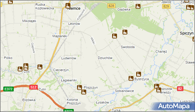 mapa Dziuchów, Dziuchów na mapie Targeo