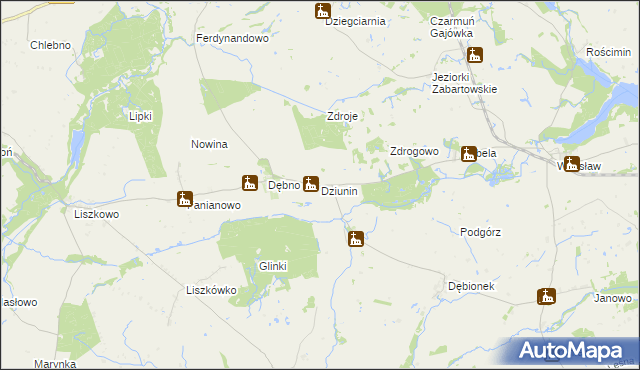 mapa Dziunin gmina Łobżenica, Dziunin gmina Łobżenica na mapie Targeo