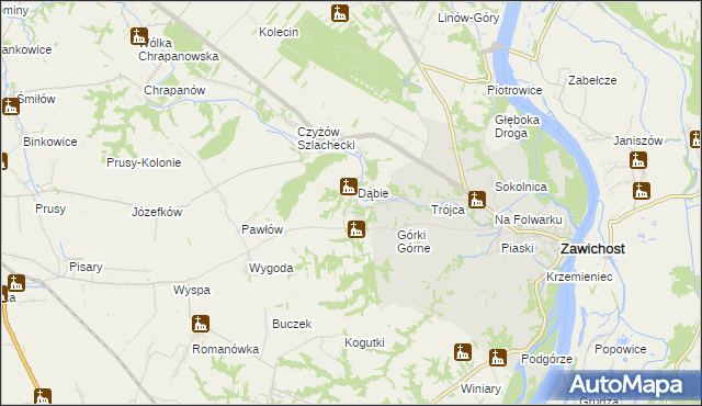 mapa Dziurów gmina Zawichost, Dziurów gmina Zawichost na mapie Targeo