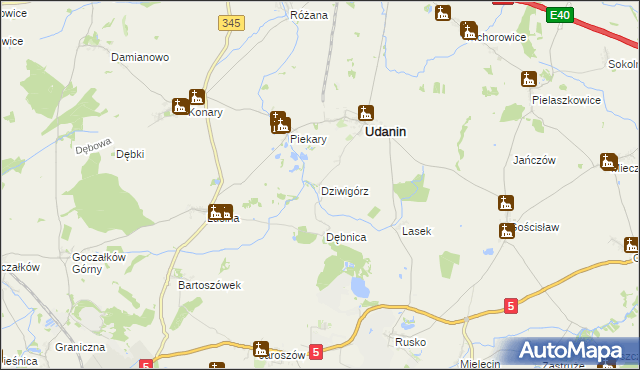 mapa Dziwigórz, Dziwigórz na mapie Targeo