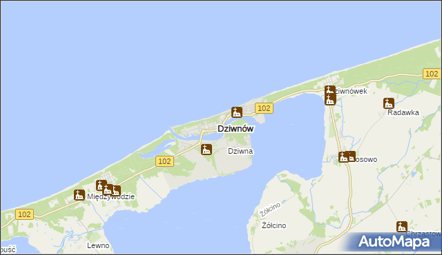 mapa Dziwnów, Dziwnów na mapie Targeo