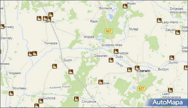 mapa Dzwonek, Dzwonek na mapie Targeo