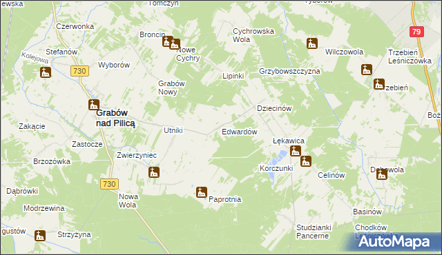 mapa Edwardów gmina Grabów nad Pilicą, Edwardów gmina Grabów nad Pilicą na mapie Targeo