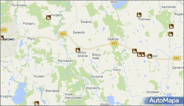 mapa Ełdyty Małe, Ełdyty Małe na mapie Targeo