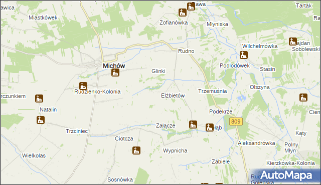 mapa Elżbietów gmina Michów, Elżbietów gmina Michów na mapie Targeo