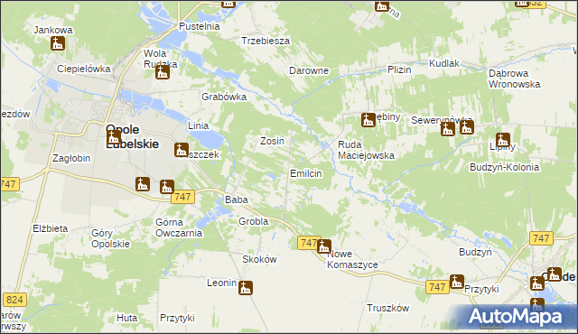 mapa Emilcin, Emilcin na mapie Targeo