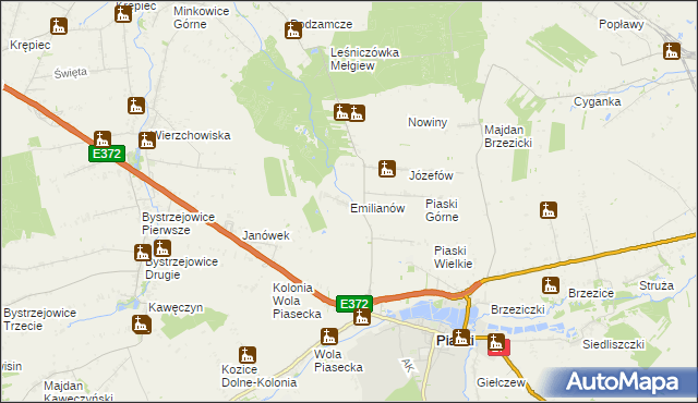 mapa Emilianów gmina Piaski, Emilianów gmina Piaski na mapie Targeo