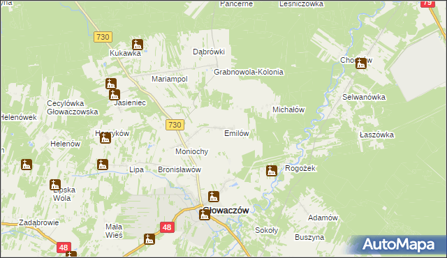 mapa Emilów, Emilów na mapie Targeo