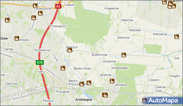 mapa Eufeminów, Eufeminów na mapie Targeo