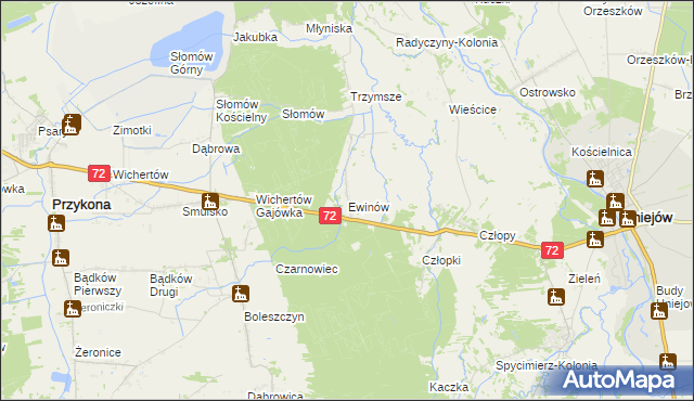 mapa Ewinów, Ewinów na mapie Targeo