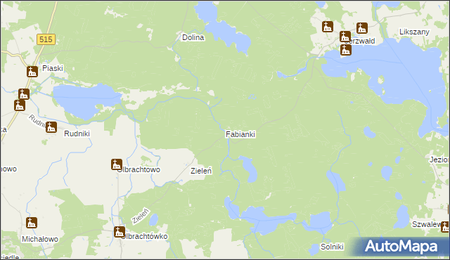 mapa Fabianki gmina Susz, Fabianki gmina Susz na mapie Targeo