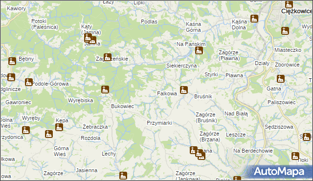 mapa Falkowa, Falkowa na mapie Targeo