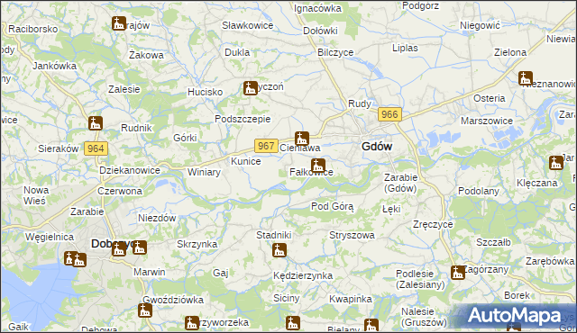 mapa Fałkowice gmina Gdów, Fałkowice gmina Gdów na mapie Targeo