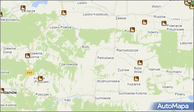 mapa Feliksówka gmina Adamów, Feliksówka gmina Adamów na mapie Targeo