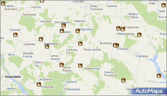 mapa Ferdynandów gmina Adamów, Ferdynandów gmina Adamów na mapie Targeo