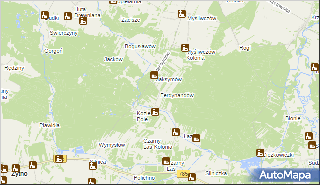 mapa Ferdynandów gmina Żytno, Ferdynandów gmina Żytno na mapie Targeo