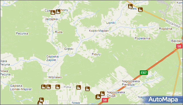 mapa Fidury, Fidury na mapie Targeo