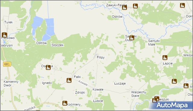 mapa Filipy gmina Wyszki, Filipy gmina Wyszki na mapie Targeo