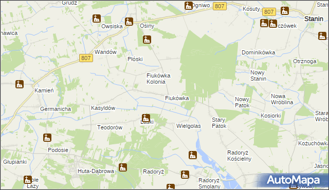 mapa Fiukówka gmina Krzywda, Fiukówka gmina Krzywda na mapie Targeo