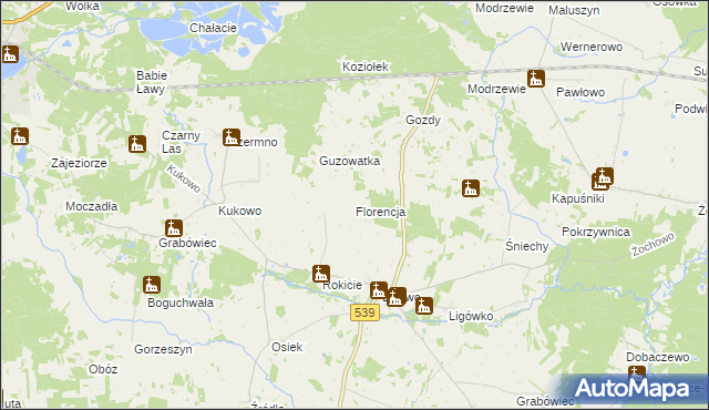 mapa Florencja gmina Mochowo, Florencja gmina Mochowo na mapie Targeo