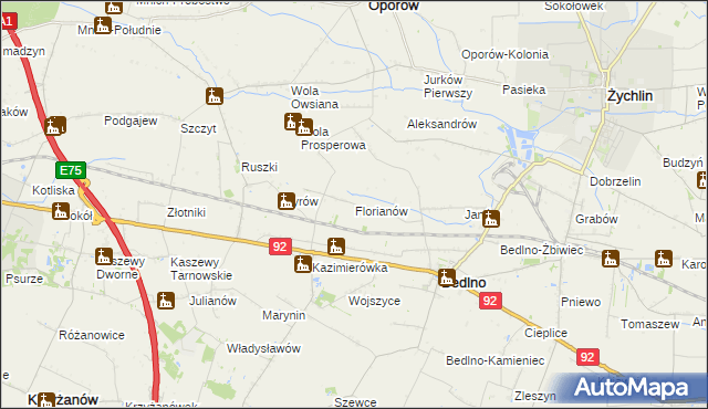 mapa Florianów gmina Bedlno, Florianów gmina Bedlno na mapie Targeo