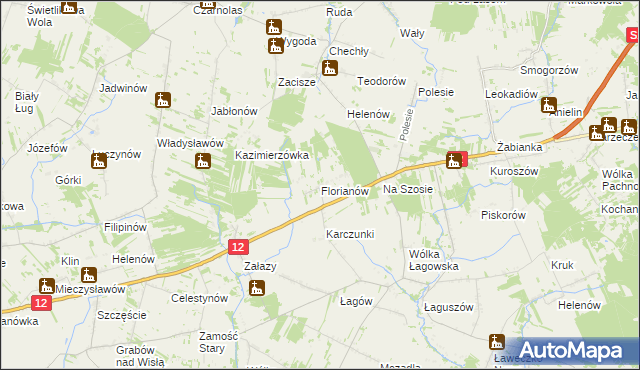 mapa Florianów gmina Policzna, Florianów gmina Policzna na mapie Targeo
