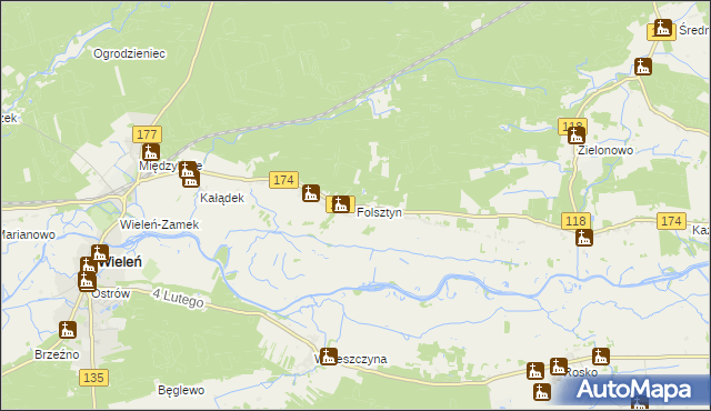 mapa Folsztyn, Folsztyn na mapie Targeo