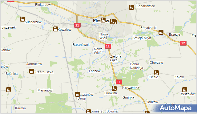 mapa Folusz gmina Pleszew, Folusz gmina Pleszew na mapie Targeo
